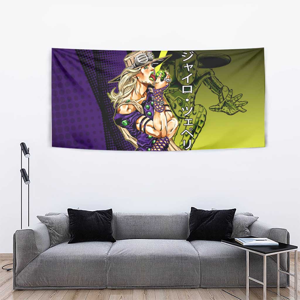 Gyro Zeppeli JoJo’s Bizarre Adventure Tapestry with Spin Pose and Vibrant - The Mazicc