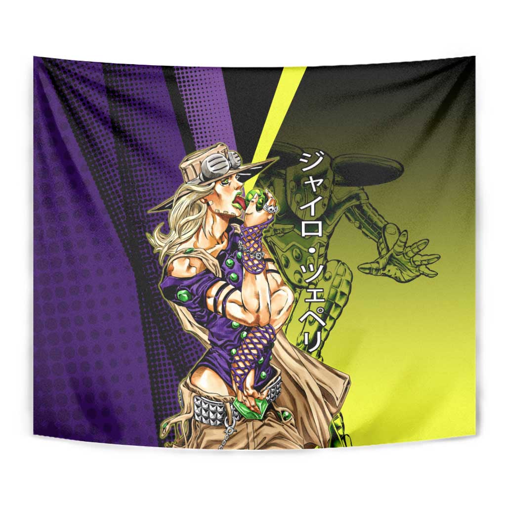 Gyro Zeppeli JoJo’s Bizarre Adventure Tapestry with Spin Pose and Vibrant - The Mazicc