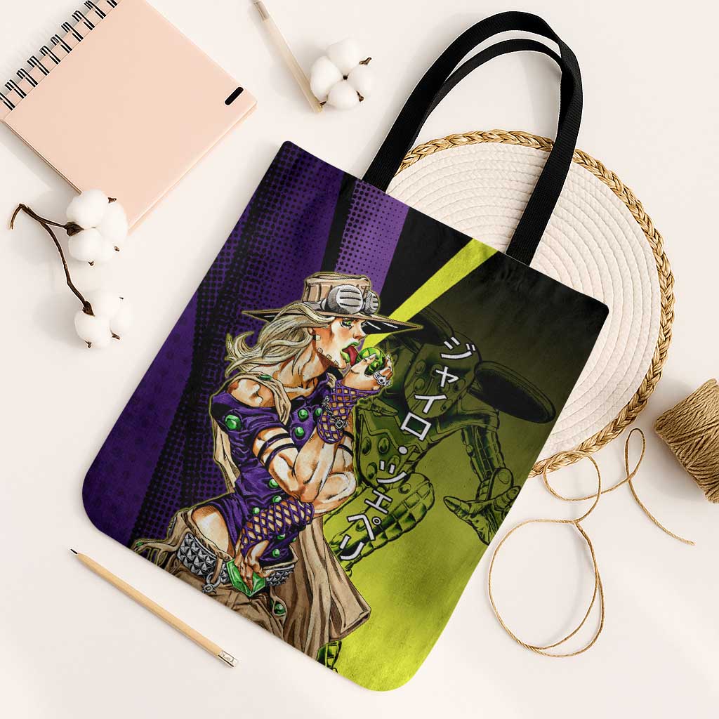Gyro Zeppeli JoJo’s Bizarre Adventure Tote Bag with Spin Pose and Vibrant - The Mazicc