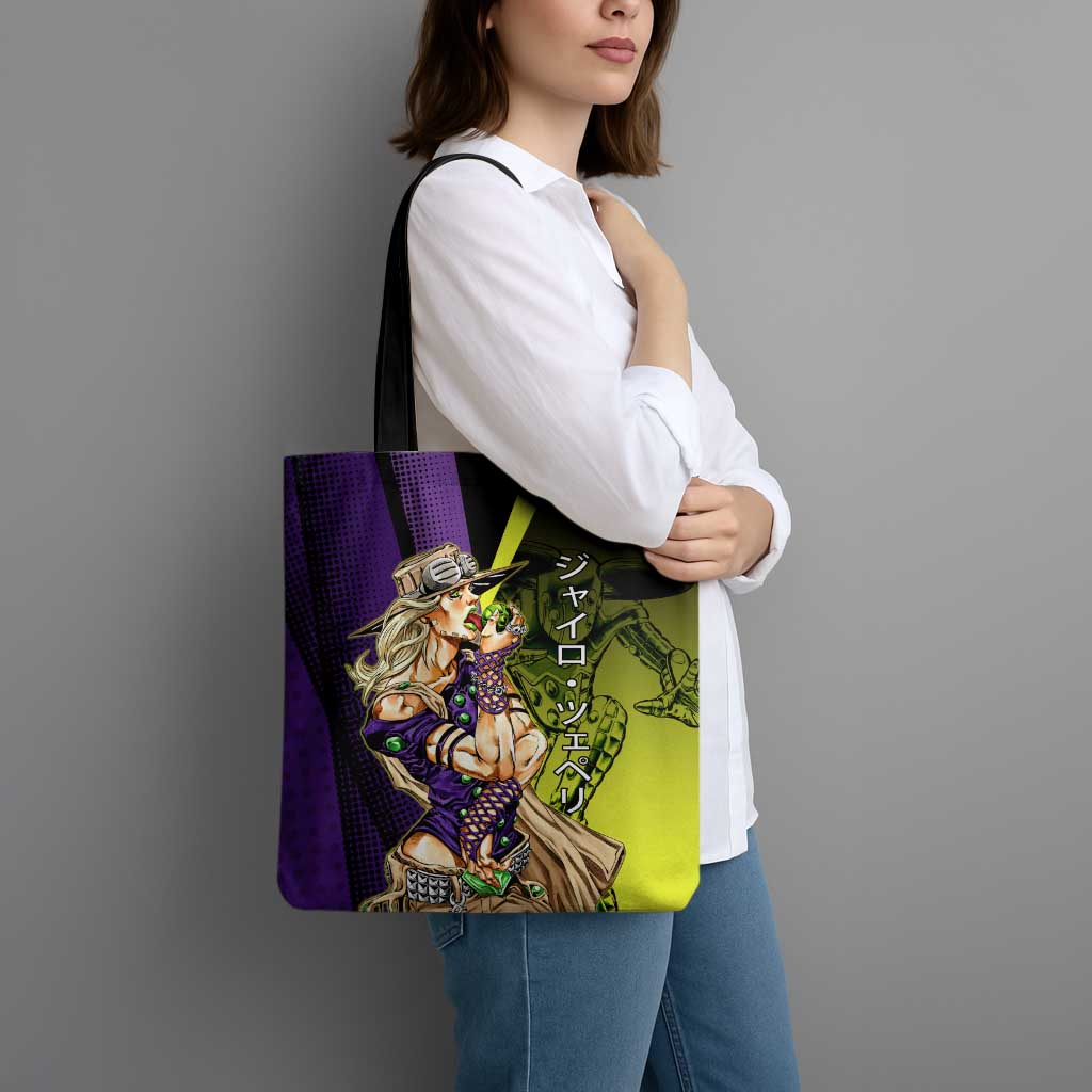 Gyro Zeppeli JoJo’s Bizarre Adventure Tote Bag with Spin Pose and Vibrant - The Mazicc