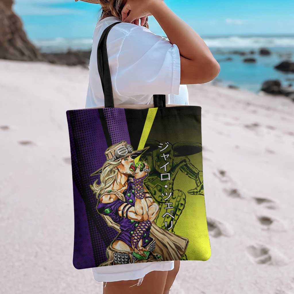 Gyro Zeppeli JoJo’s Bizarre Adventure Tote Bag with Spin Pose and Vibrant - The Mazicc