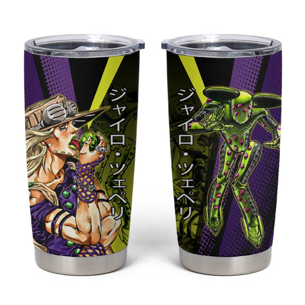 Gyro Zeppeli JoJo’s Bizarre Adventure Tumbler Cup with Spin Pose and Vibrant - The Mazicc