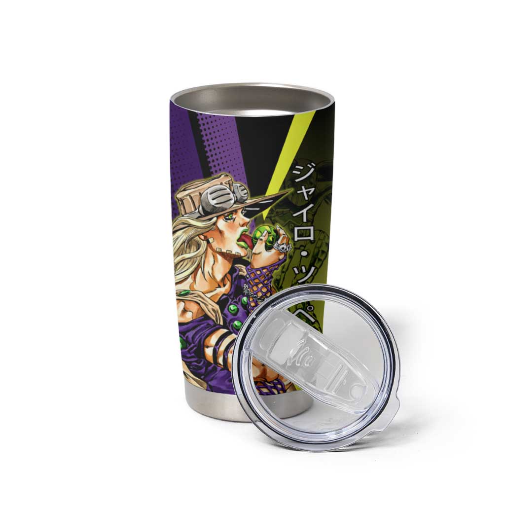 Gyro Zeppeli JoJo’s Bizarre Adventure Tumbler Cup with Spin Pose and Vibrant - The Mazicc