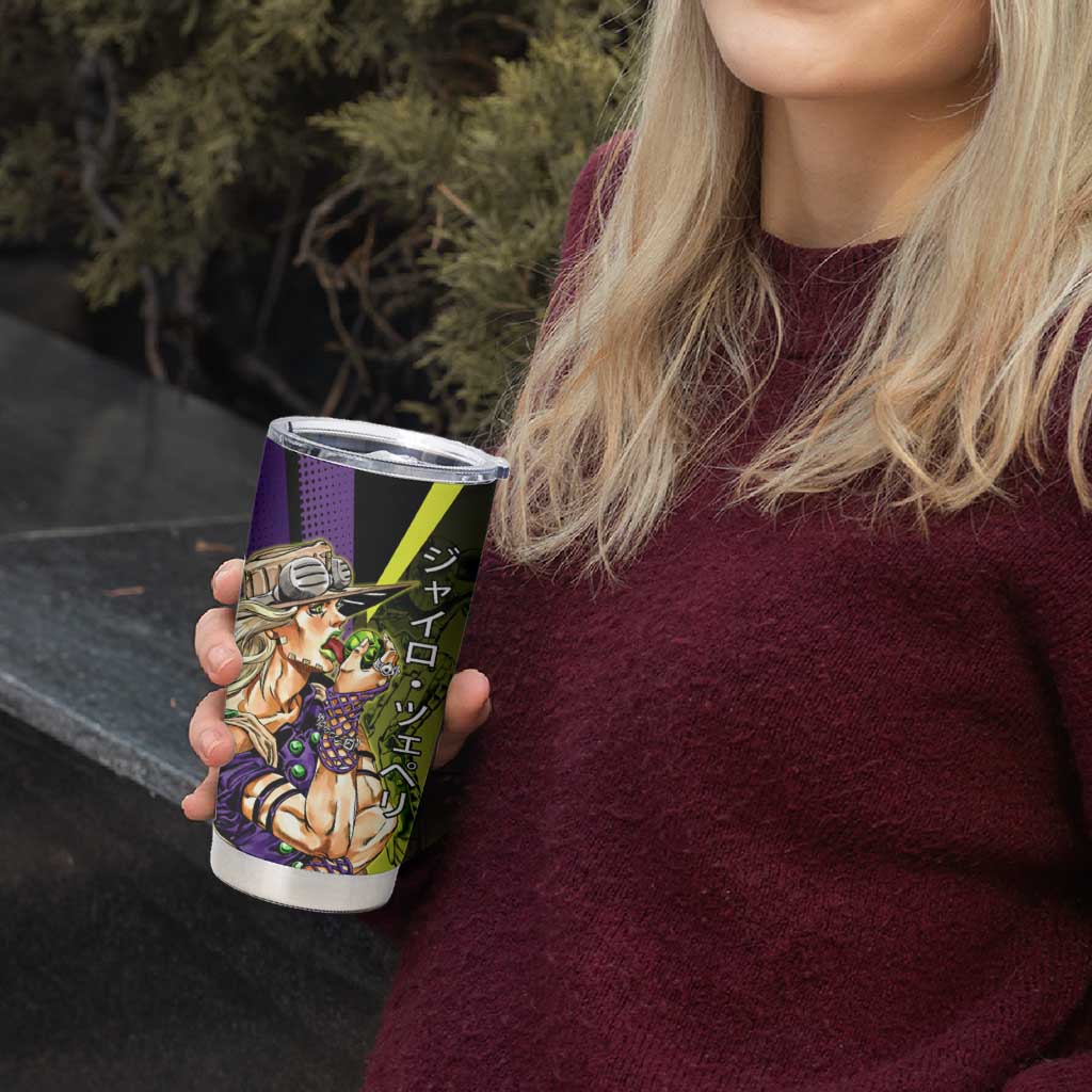 Gyro Zeppeli JoJo’s Bizarre Adventure Tumbler Cup with Spin Pose and Vibrant - The Mazicc