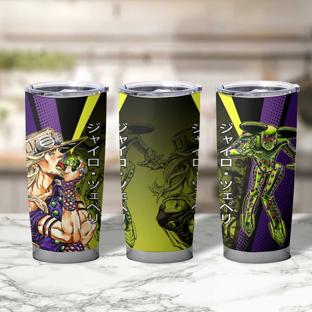 Gyro Zeppeli JoJo’s Bizarre Adventure Tumbler Cup with Spin Pose and Vibrant - The Mazicc