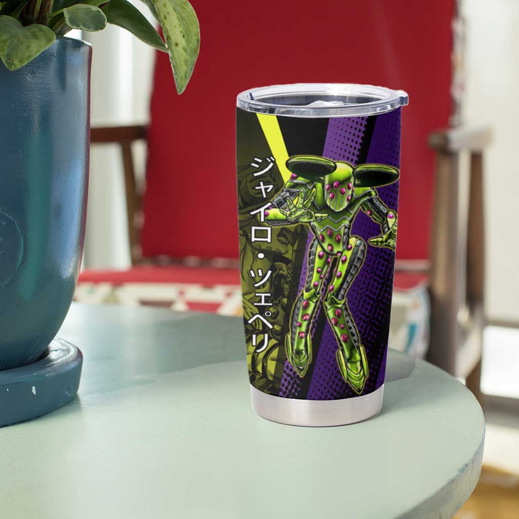 Gyro Zeppeli JoJo’s Bizarre Adventure Tumbler Cup with Spin Pose and Vibrant - The Mazicc