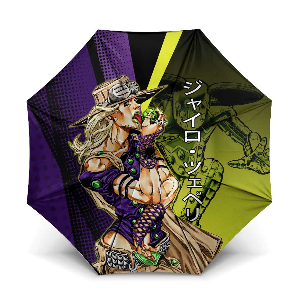 Gyro Zeppeli JoJo’s Bizarre Adventure Umbrella with Spin Pose and Vibrant - The Mazicc