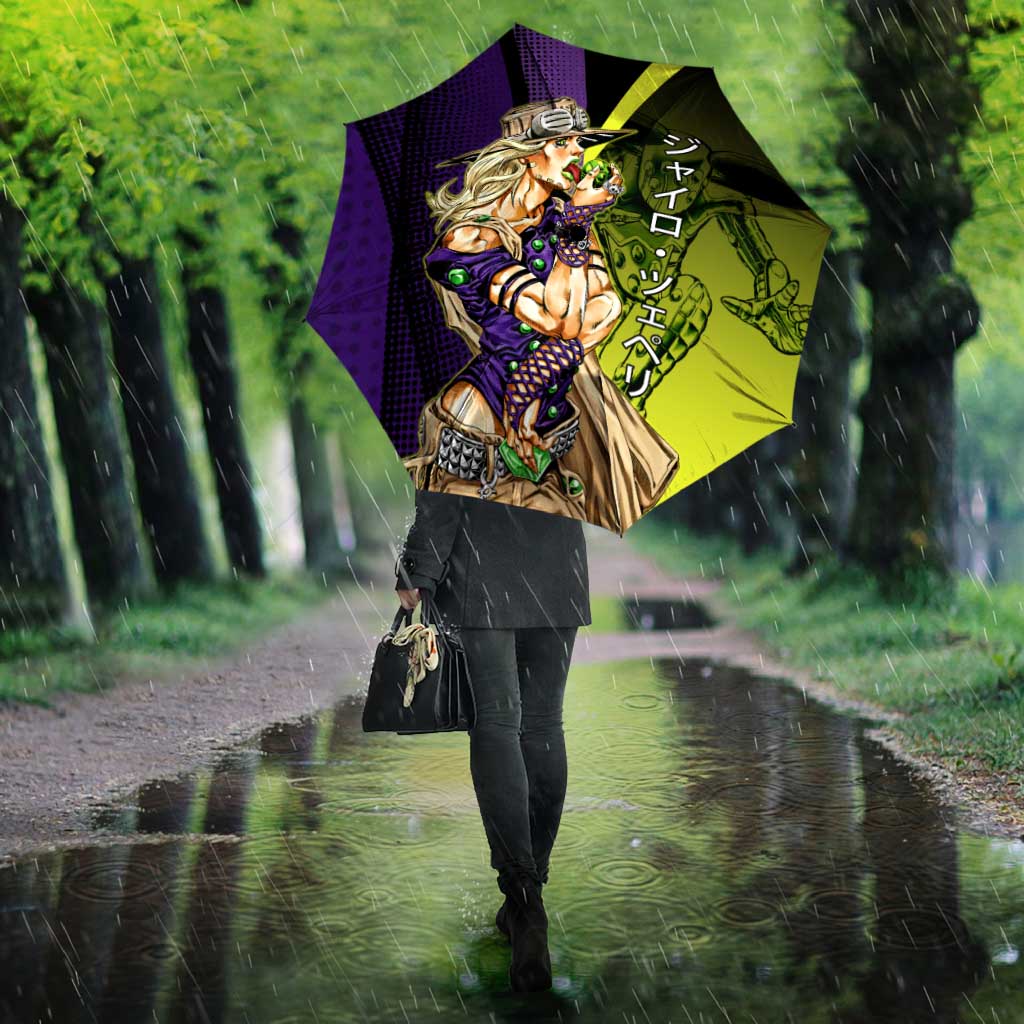 Gyro Zeppeli JoJo’s Bizarre Adventure Umbrella with Spin Pose and Vibrant - The Mazicc
