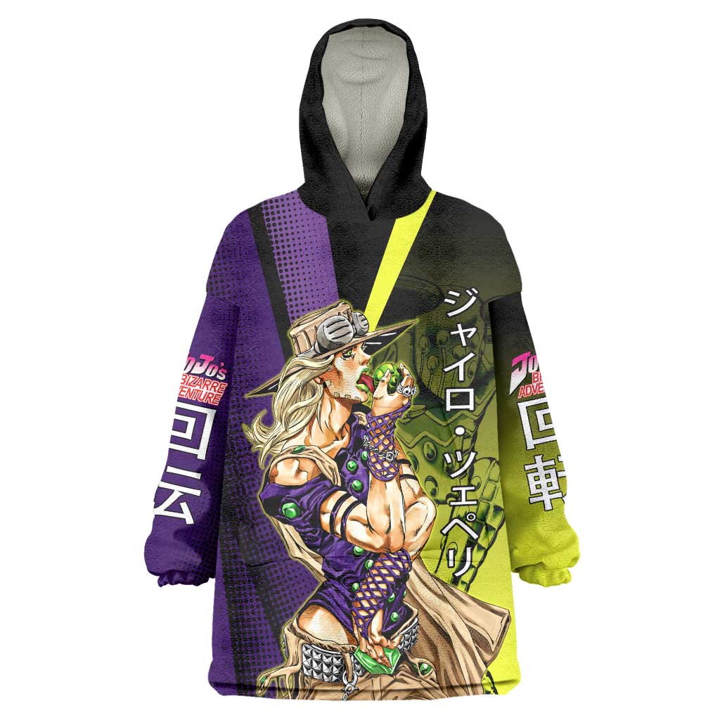 Gyro Zeppeli JoJo’s Bizarre Adventure Wearable Blanket Hoodie with Spin Pose and Vibrant - The Mazicc