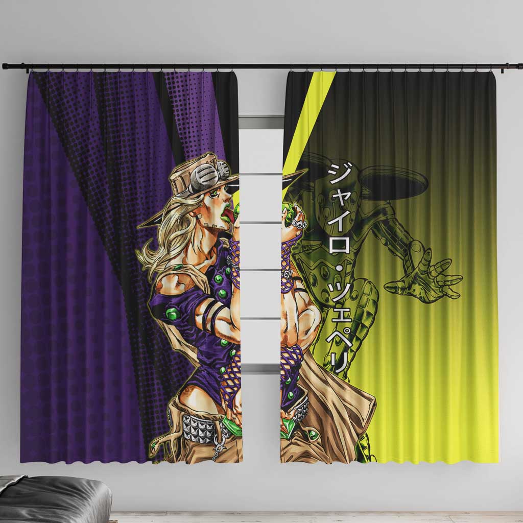 Gyro Zeppeli JoJo’s Bizarre Adventure Window Curtain with Spin Pose and Vibrant - The Mazicc