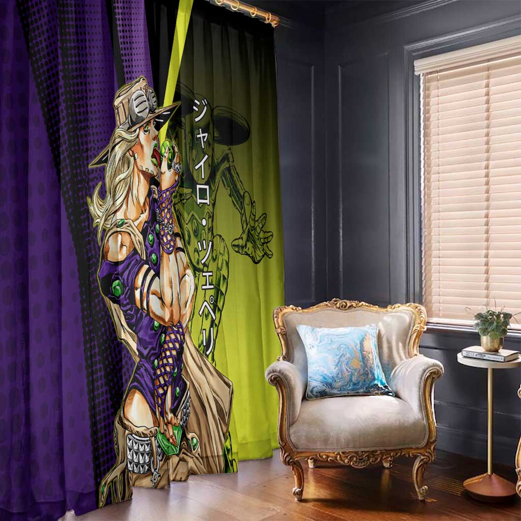 Gyro Zeppeli JoJo’s Bizarre Adventure Window Curtain with Spin Pose and Vibrant - The Mazicc