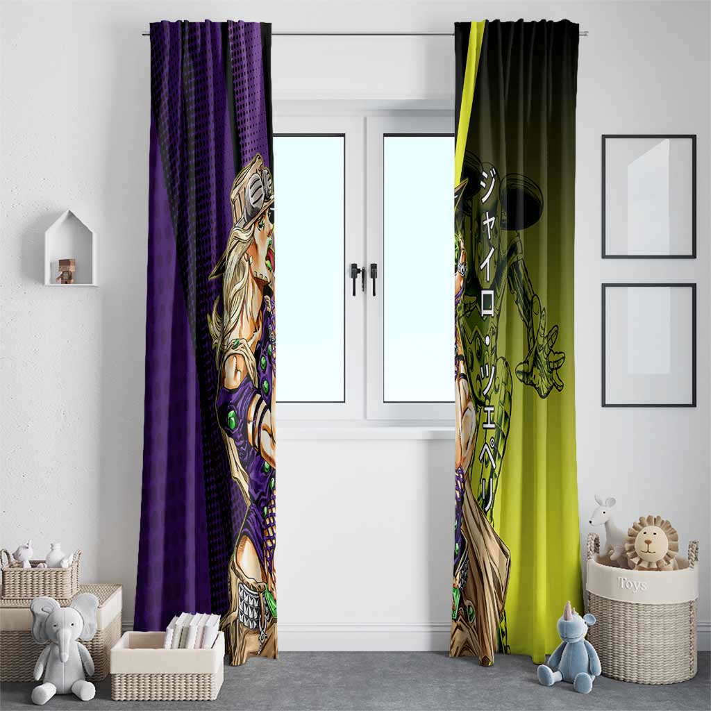 Gyro Zeppeli JoJo’s Bizarre Adventure Window Curtain with Spin Pose and Vibrant - The Mazicc