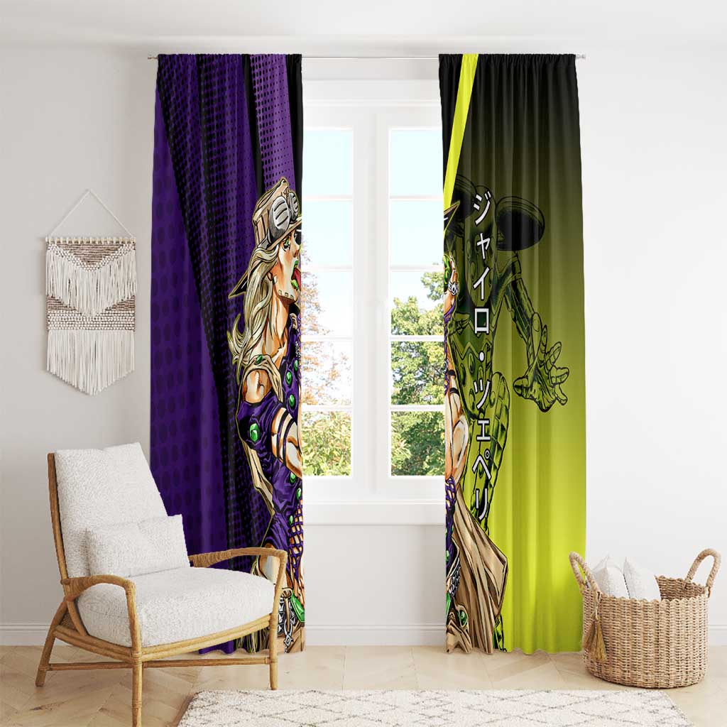 Gyro Zeppeli JoJo’s Bizarre Adventure Window Curtain with Spin Pose and Vibrant - The Mazicc