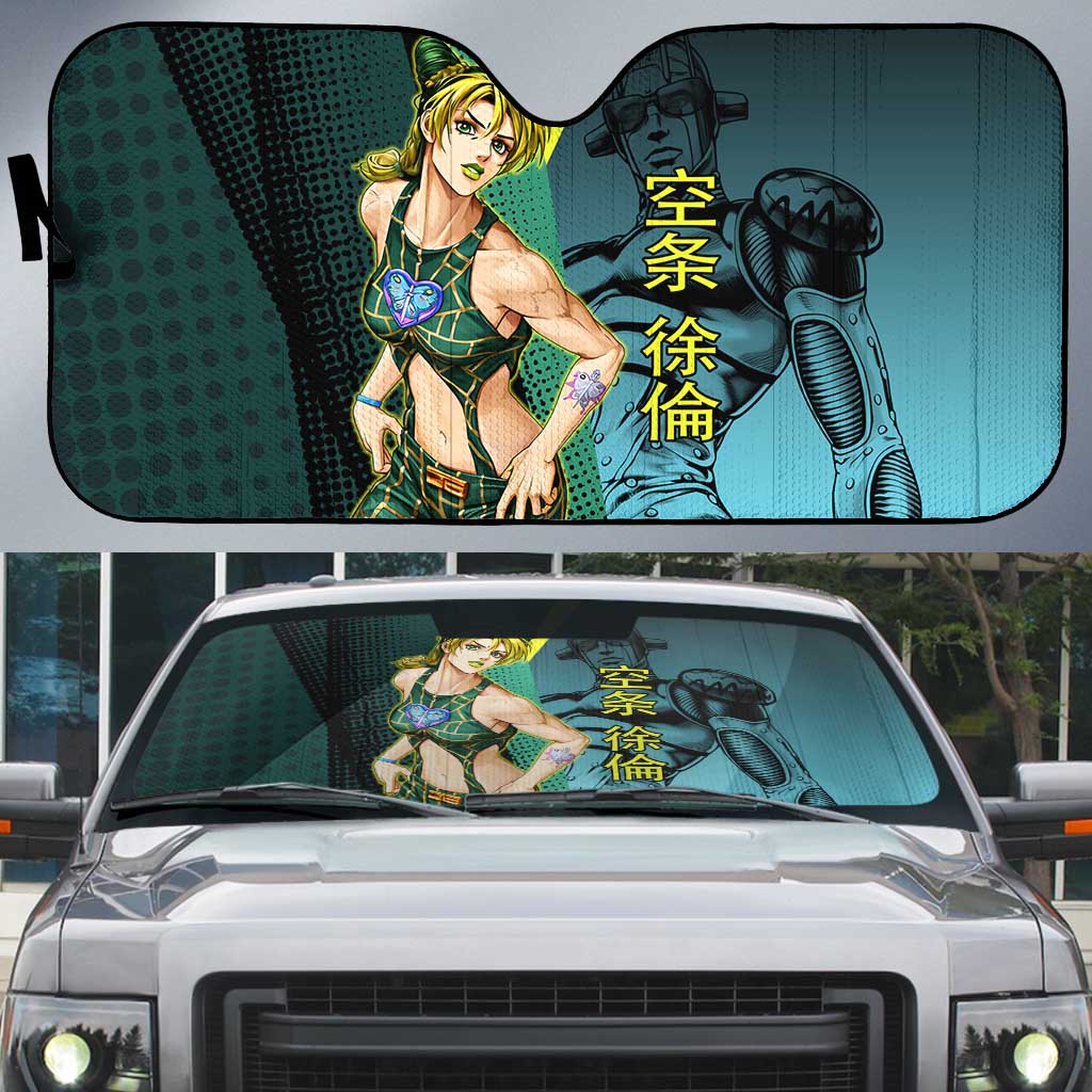 Jolyne Cujoh JoJo’s Bizarre Adventure Auto Sun Shade with Stone Free Stand - The Mazicc