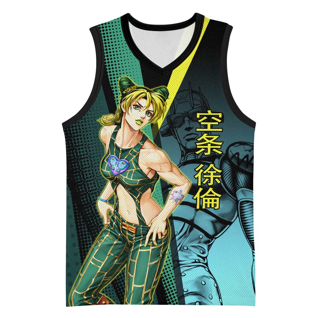 Jolyne Cujoh JoJo’s Bizarre Adventure Basketball Jersey with Stone Free Stand - The Mazicc
