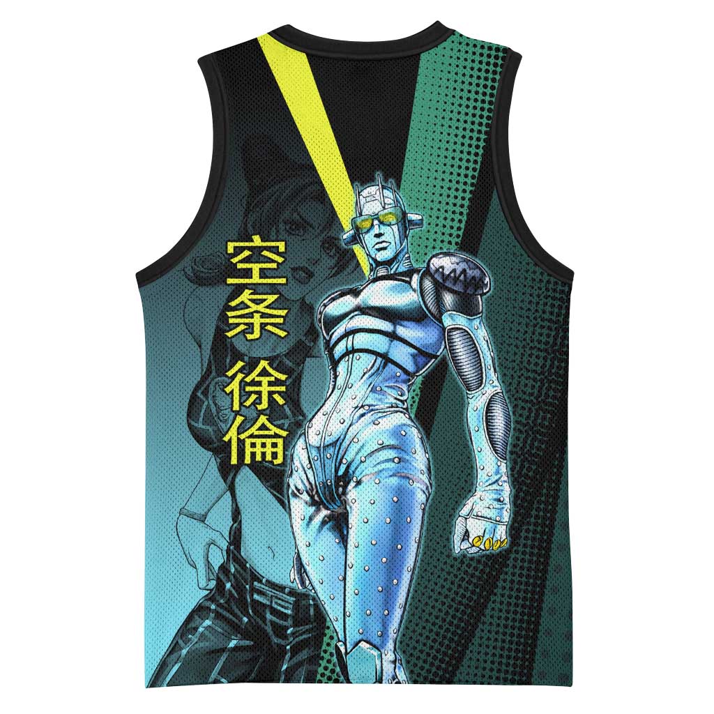Jolyne Cujoh JoJo’s Bizarre Adventure Basketball Jersey with Stone Free Stand - The Mazicc