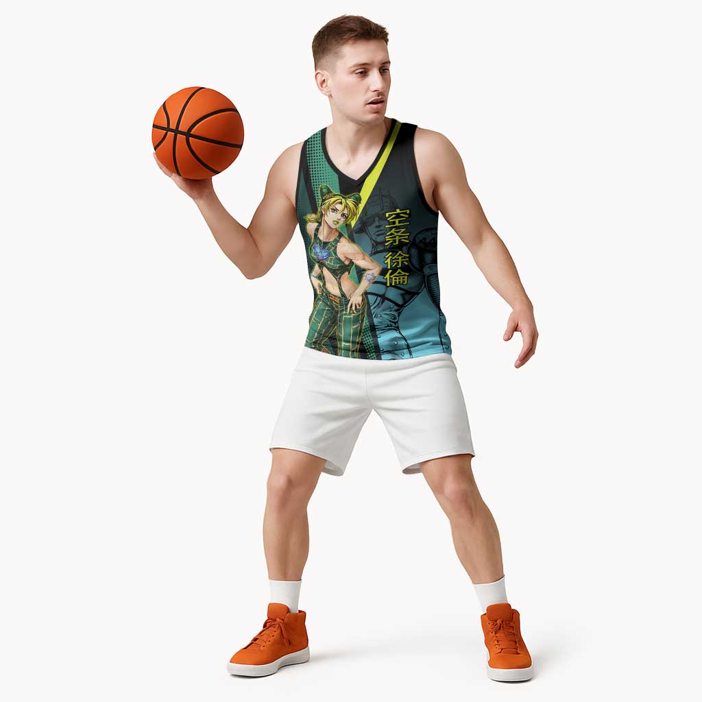 Jolyne Cujoh JoJo’s Bizarre Adventure Basketball Jersey with Stone Free Stand - The Mazicc