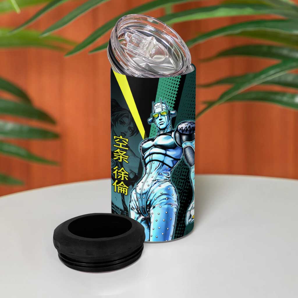 Jolyne Cujoh JoJo’s Bizarre Adventure 4 in 1 Can Cooler Tumbler with Stone Free Stand - The Mazicc