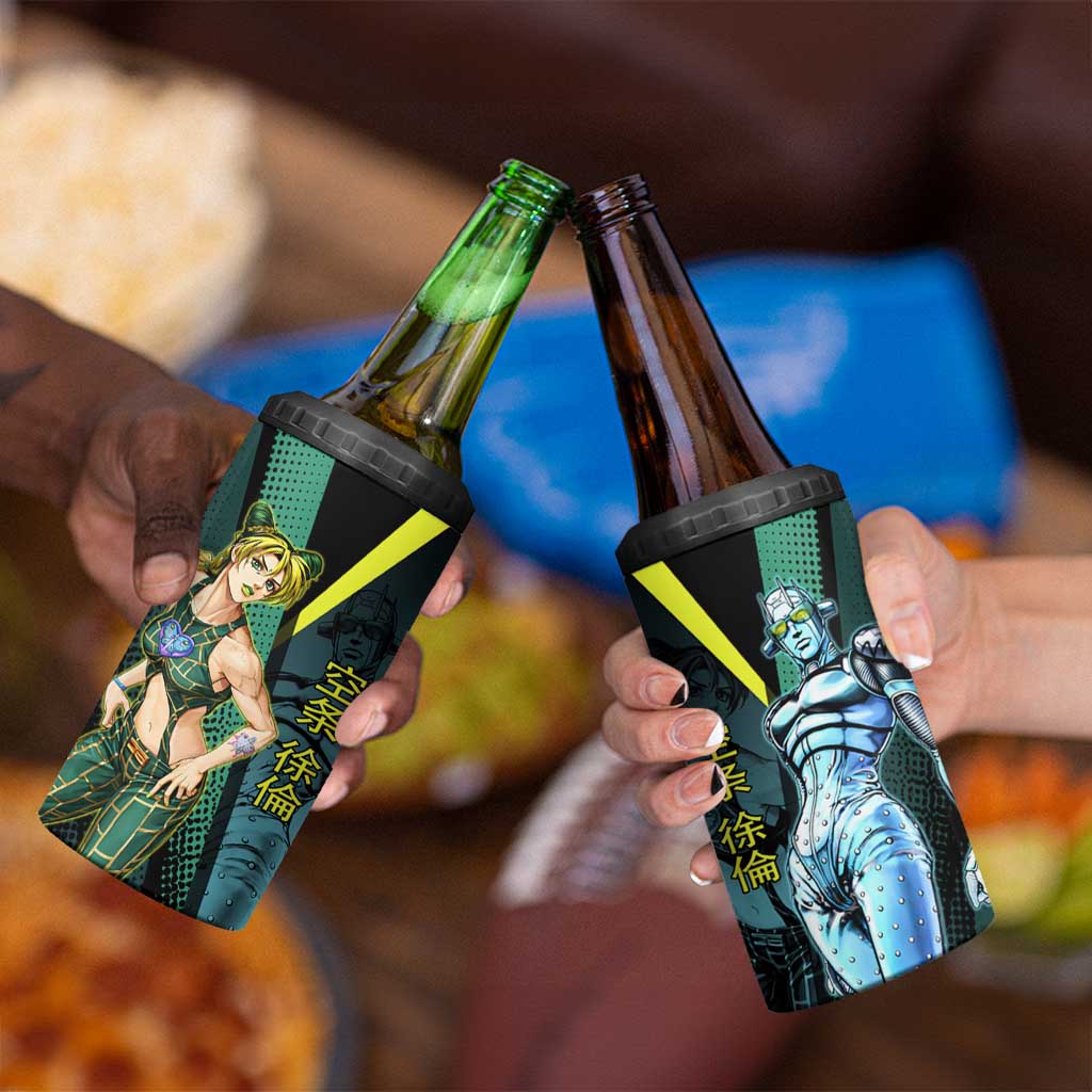 Jolyne Cujoh JoJo’s Bizarre Adventure 4 in 1 Can Cooler Tumbler with Stone Free Stand - The Mazicc