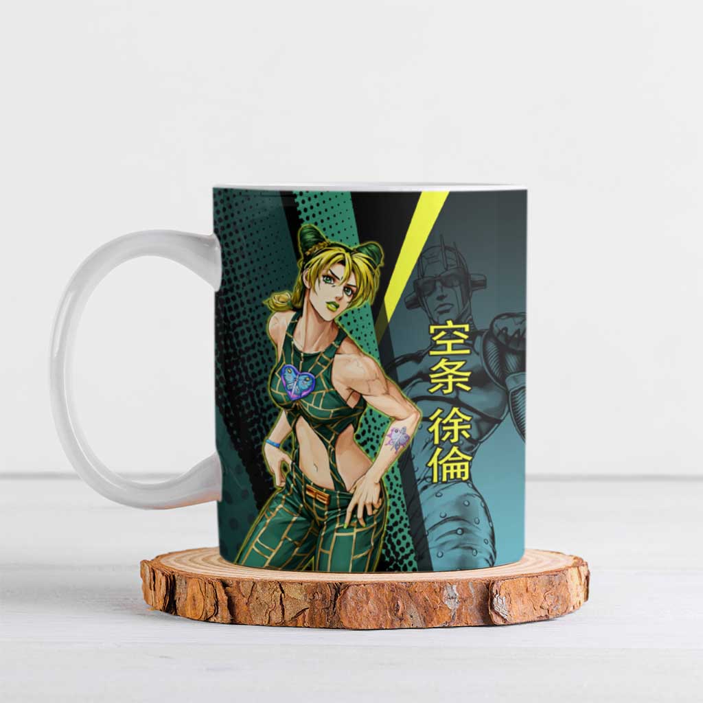 Jolyne Cujoh JoJo’s Bizarre Adventure Ceramic Mug with Stone Free Stand - The Mazicc