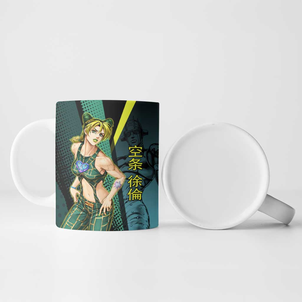 Jolyne Cujoh JoJo’s Bizarre Adventure Ceramic Mug with Stone Free Stand - The Mazicc