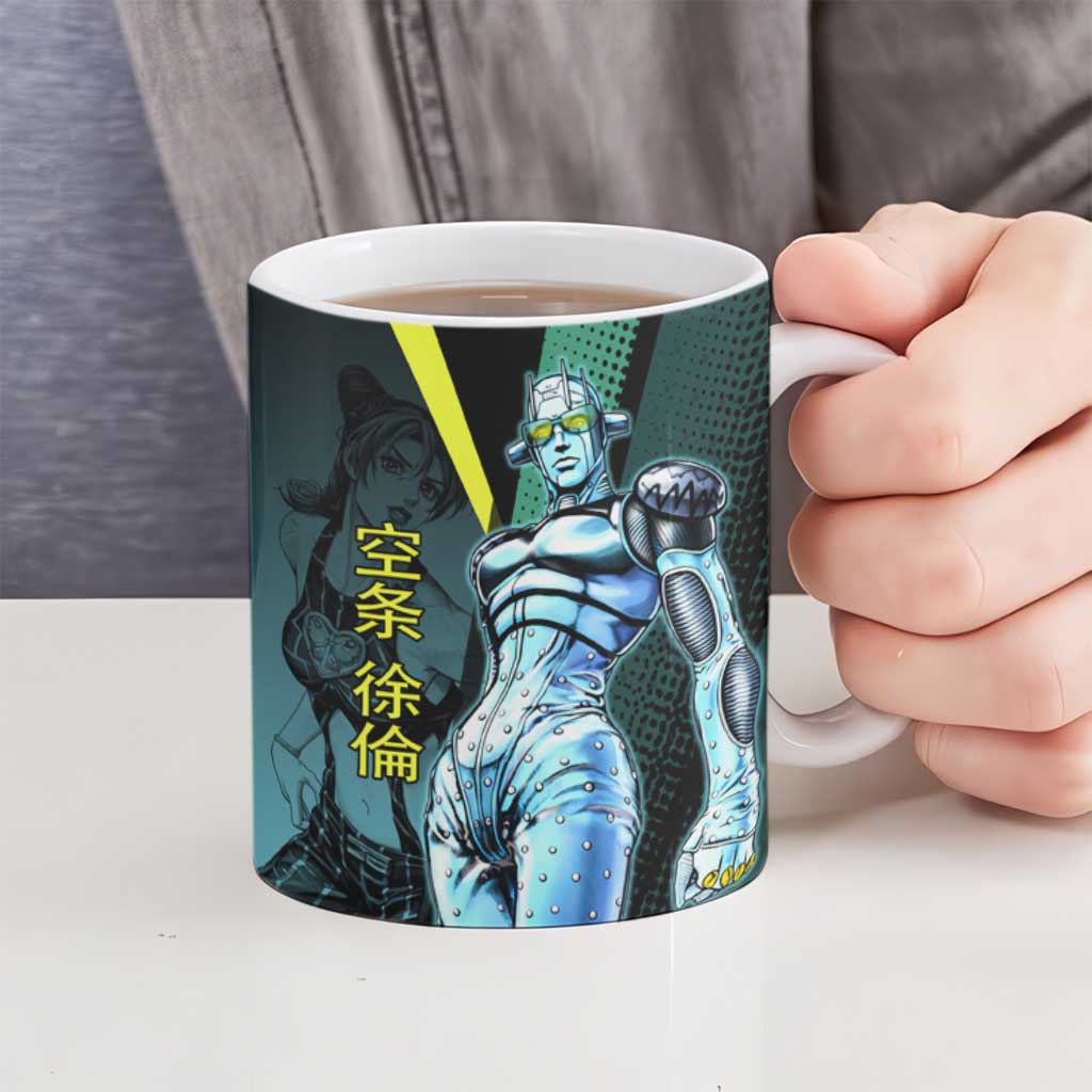 Jolyne Cujoh JoJo’s Bizarre Adventure Ceramic Mug with Stone Free Stand - The Mazicc