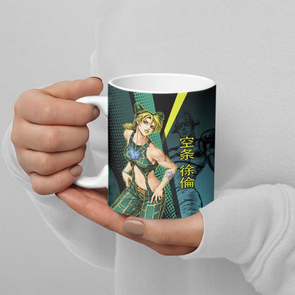 Jolyne Cujoh JoJo’s Bizarre Adventure Ceramic Mug with Stone Free Stand - The Mazicc