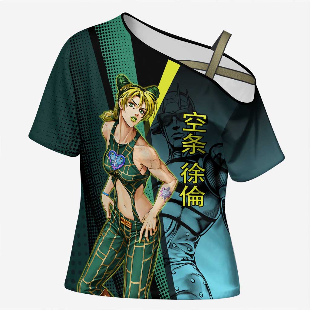 Jolyne Cujoh JoJo’s Bizarre Adventure Cross Shoulder Shirt with Stone Free Stand - The Mazicc