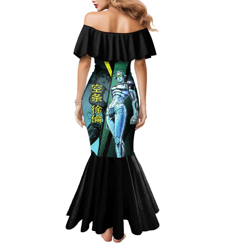 Jolyne Cujoh JoJo’s Bizarre Adventure Family Matching Mermaid Dress and Hawaiian Shirt with Stone Free Stand