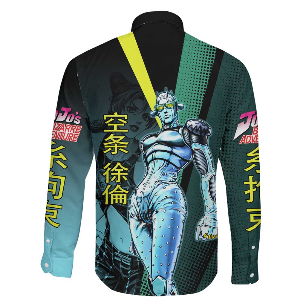Jolyne Cujoh JoJo’s Bizarre Adventure Family Matching Off The Shoulder Long Sleeve Dress and Hawaiian Shirt with Stone Free Stand