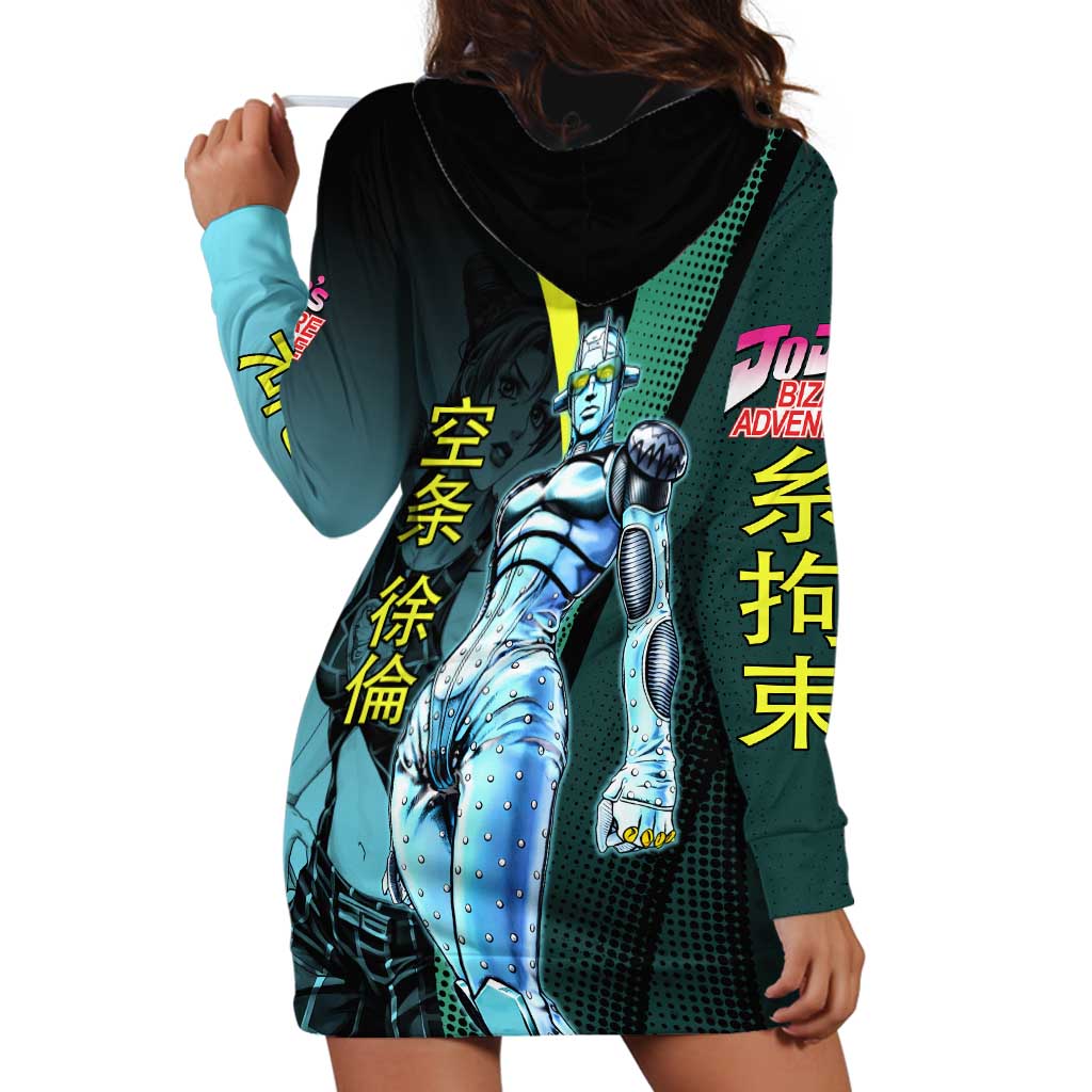 Jolyne Cujoh JoJo’s Bizarre Adventure Hoodie Dress with Stone Free Stand - The Mazicc