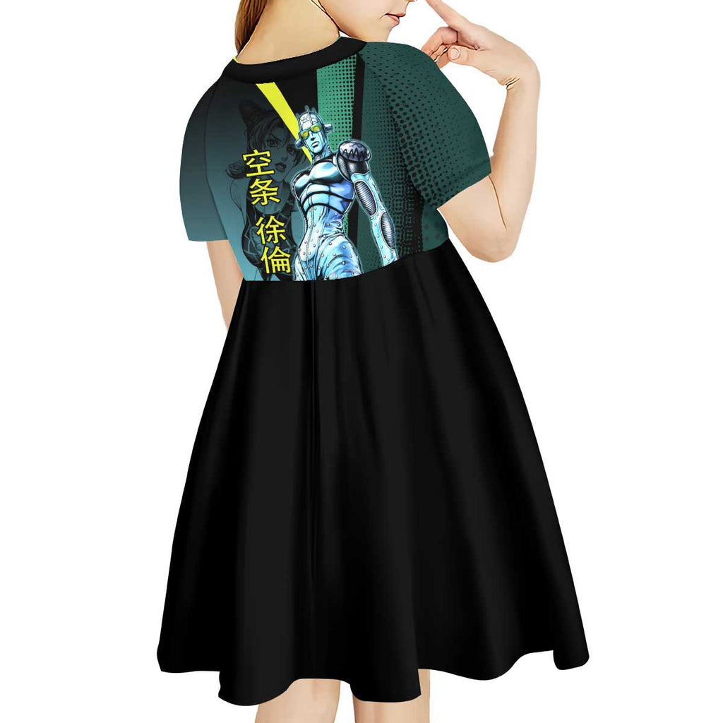 Jolyne Cujoh JoJo’s Bizarre Adventure Kid Short Sleeve Dress with Stone Free Stand - The Mazicc