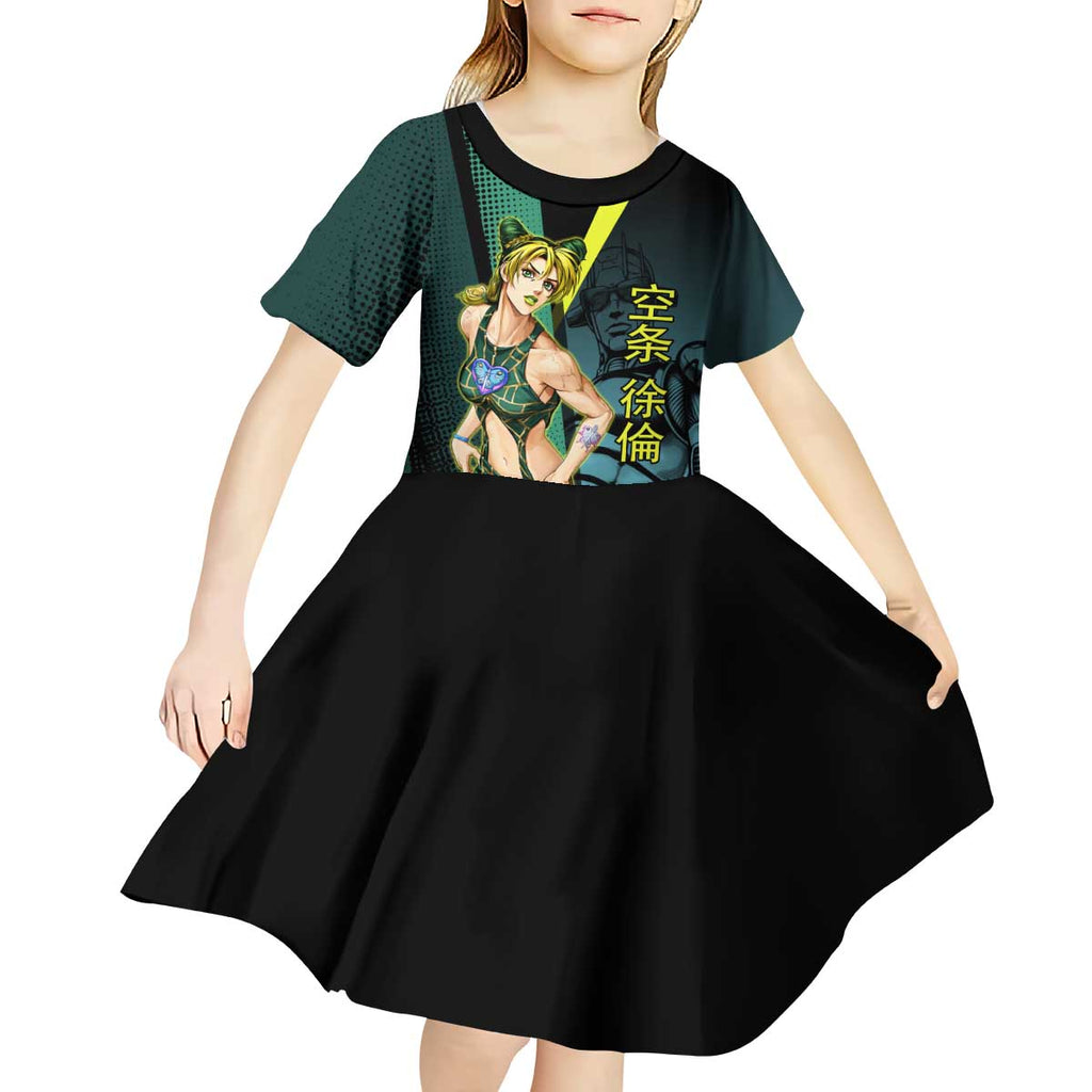 Jolyne Cujoh JoJo’s Bizarre Adventure Kid Short Sleeve Dress with Stone Free Stand - The Mazicc