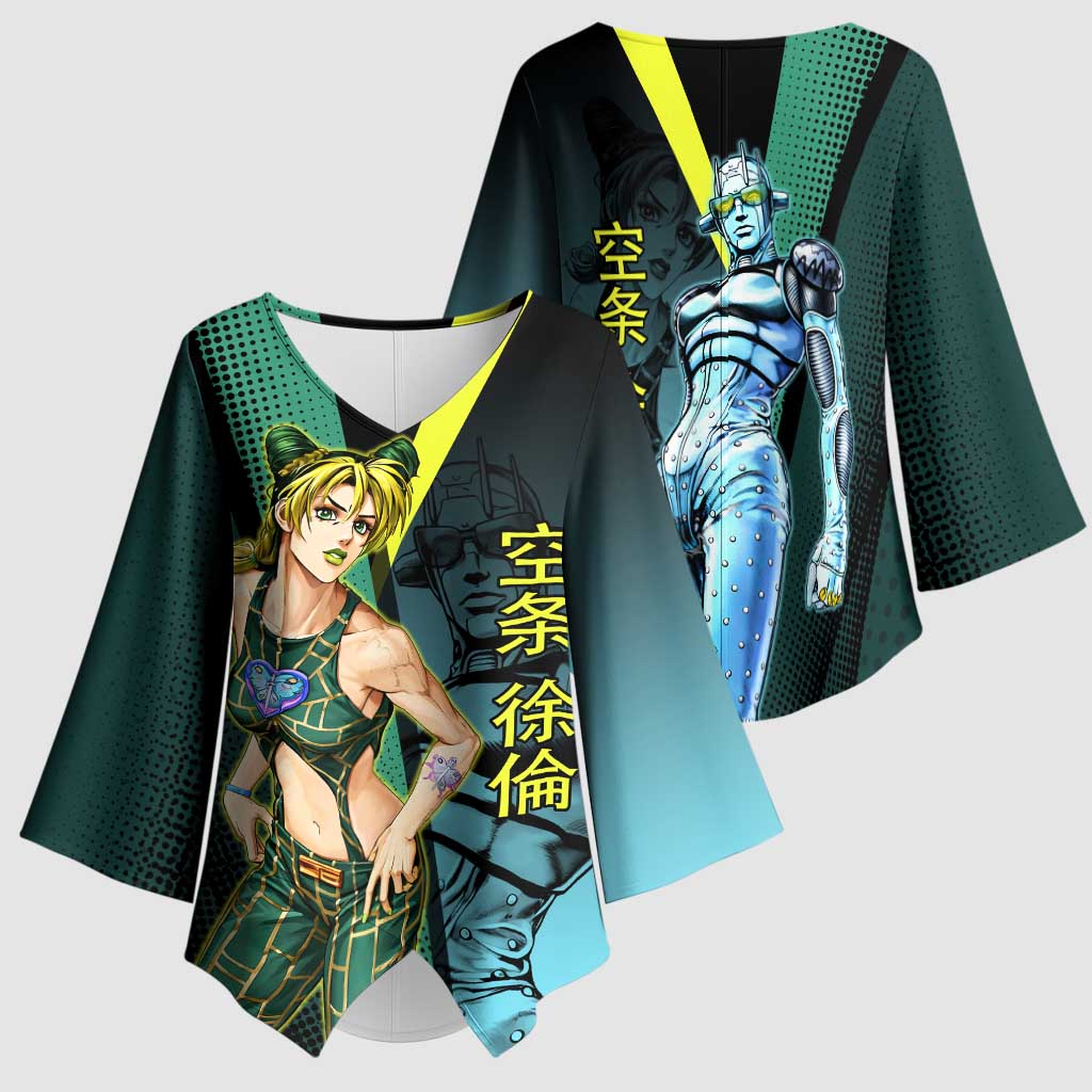 Jolyne Cujoh JoJo’s Bizarre Adventure Kimono Sleeve Blouse with Stone Free Stand - The Mazicc