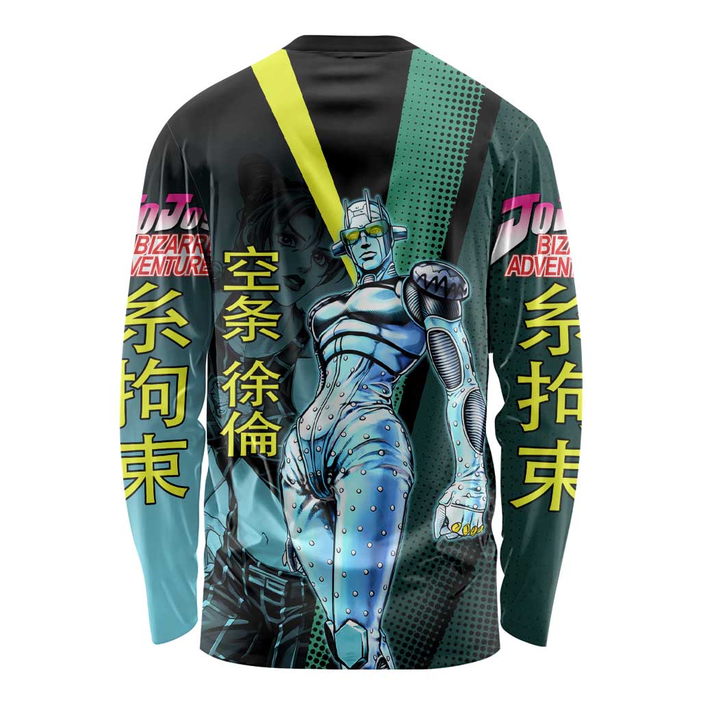 Jolyne Cujoh JoJo’s Bizarre Adventure Long Sleeve Shirt with Stone Free Stand - The Mazicc