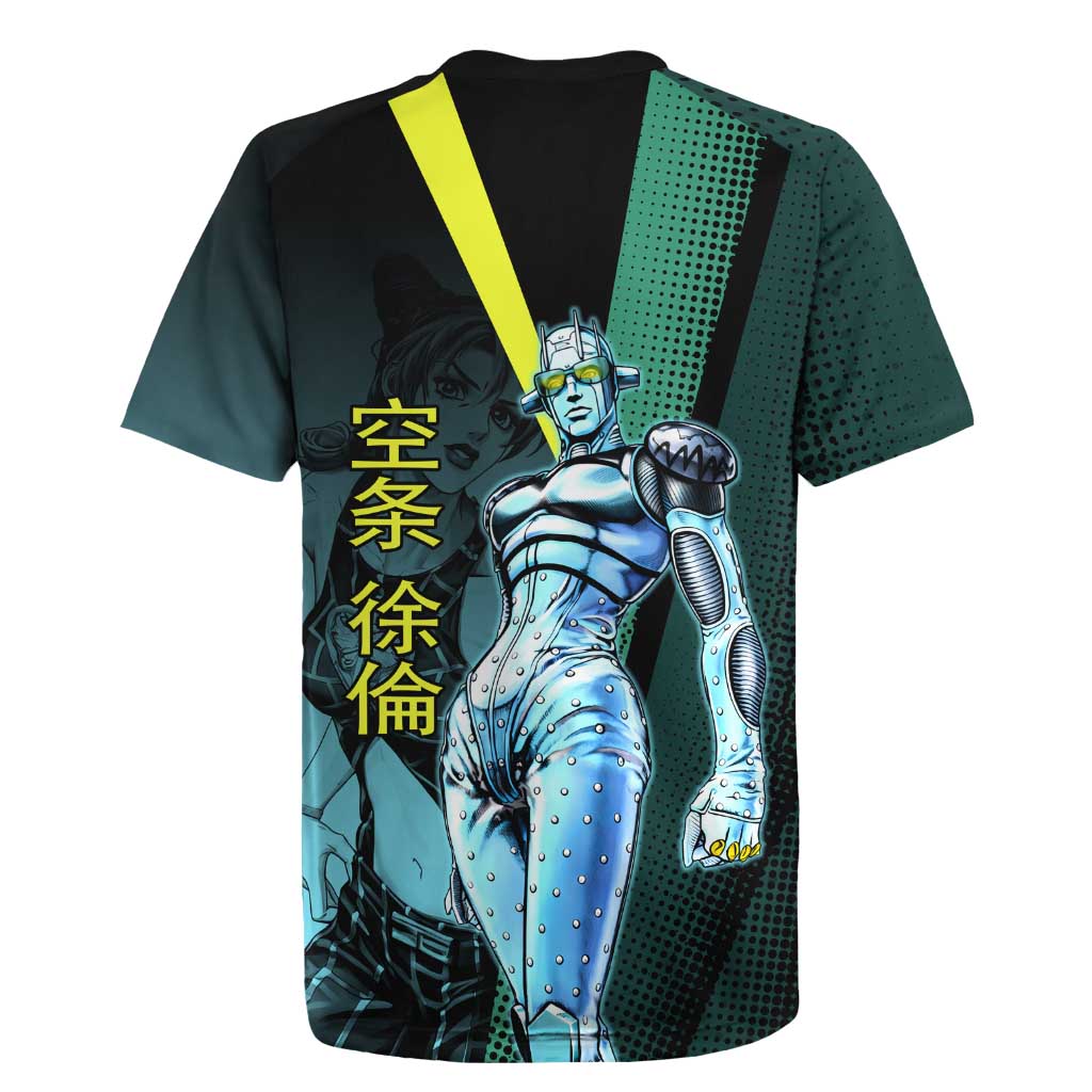 Jolyne Cujoh JoJo’s Bizarre Adventure Rugby Jersey with Stone Free Stand - The Mazicc