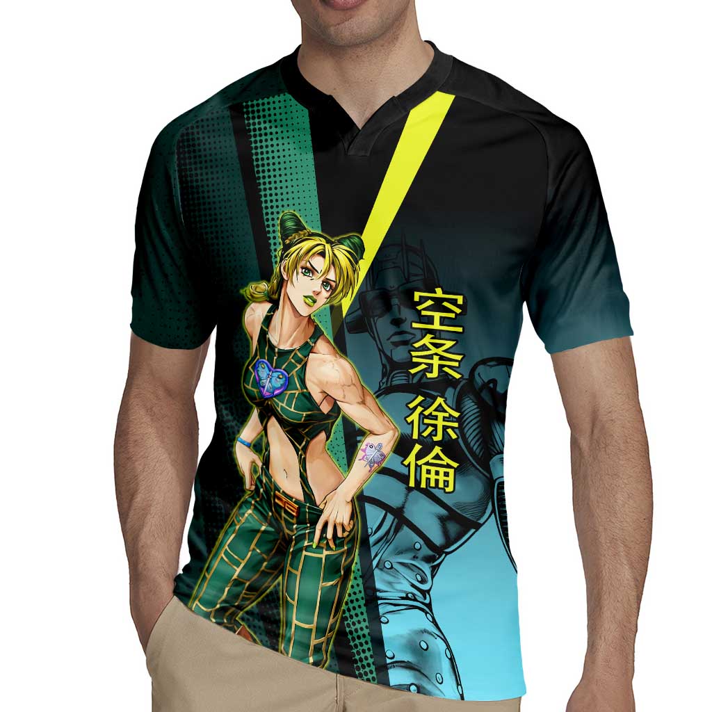 Jolyne Cujoh JoJo’s Bizarre Adventure Rugby Jersey with Stone Free Stand - The Mazicc