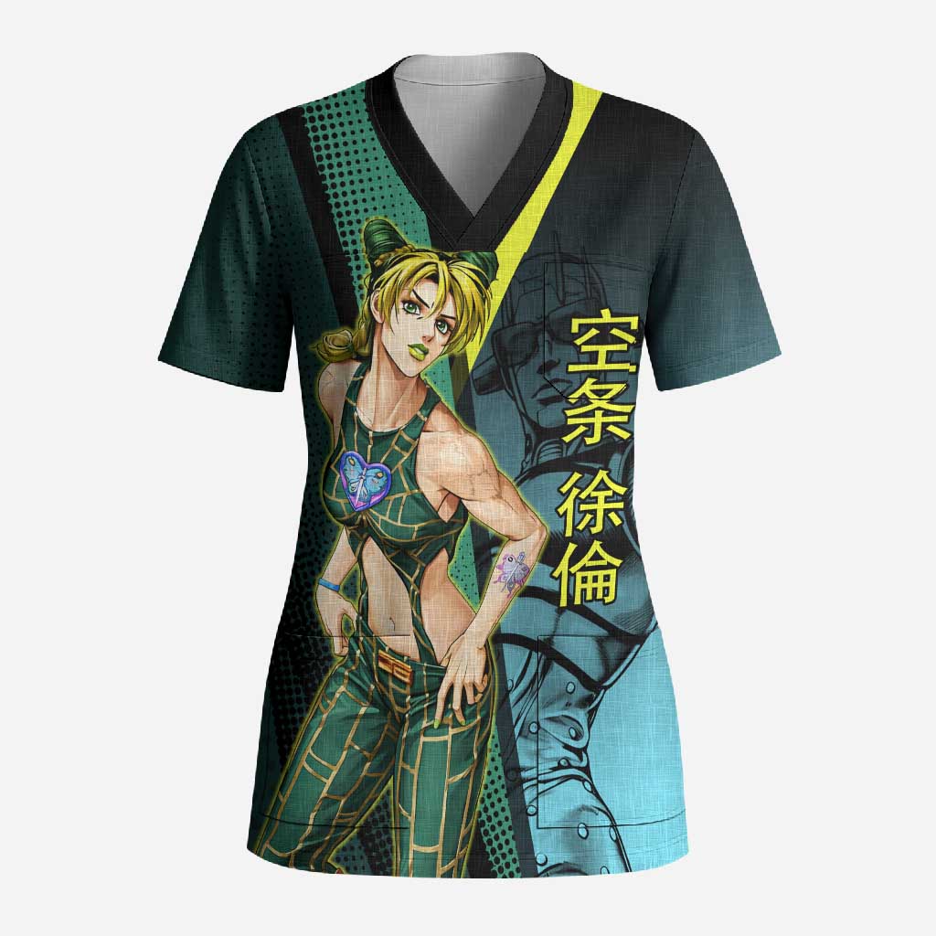 Jolyne Cujoh JoJo’s Bizarre Adventure Scrub Top with Stone Free Stand - The Mazicc