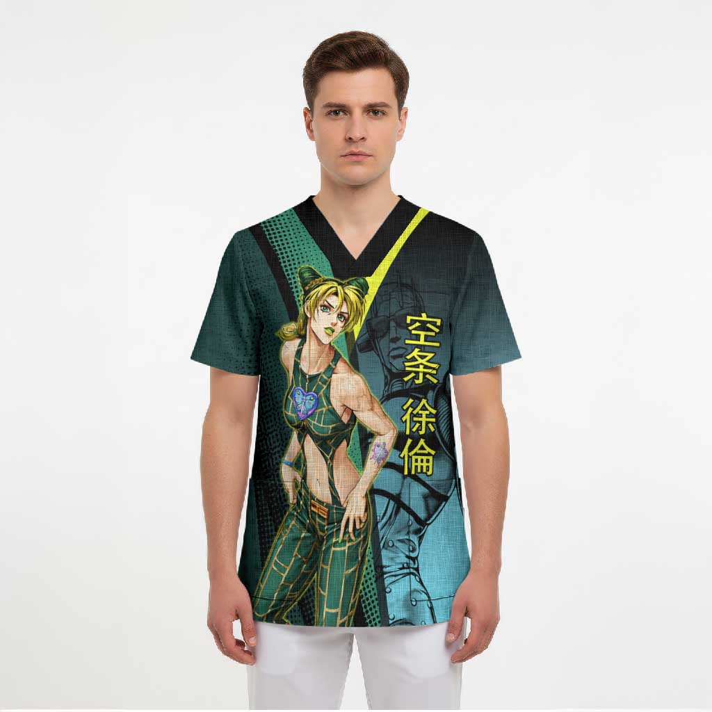Jolyne Cujoh JoJo’s Bizarre Adventure Scrub Top with Stone Free Stand - The Mazicc