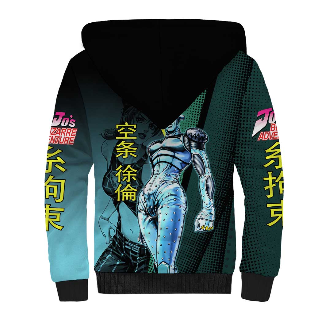 Jolyne Cujoh JoJo’s Bizarre Adventure Sherpa Hoodie with Stone Free Stand - The Mazicc
