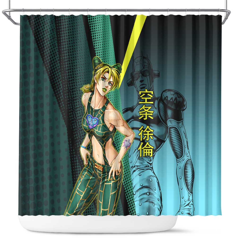 Jolyne Cujoh JoJo’s Bizarre Adventure Shower Curtain with Stone Free Stand - The Mazicc