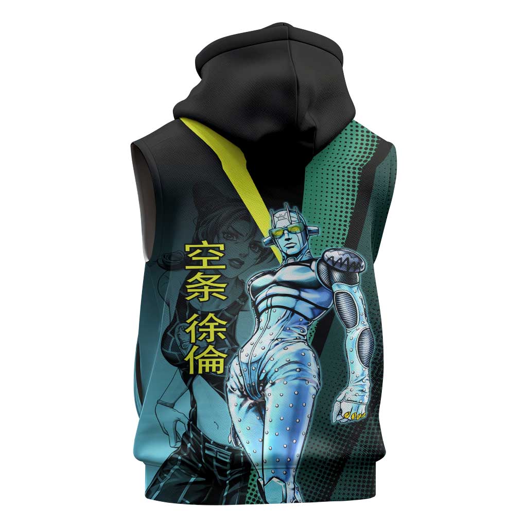 Jolyne Cujoh JoJo’s Bizarre Adventure Sleeveless Hoodie with Stone Free Stand - The Mazicc
