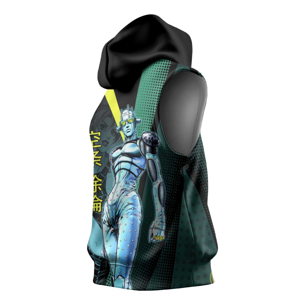 Jolyne Cujoh JoJo’s Bizarre Adventure Sleeveless Hoodie with Stone Free Stand - The Mazicc