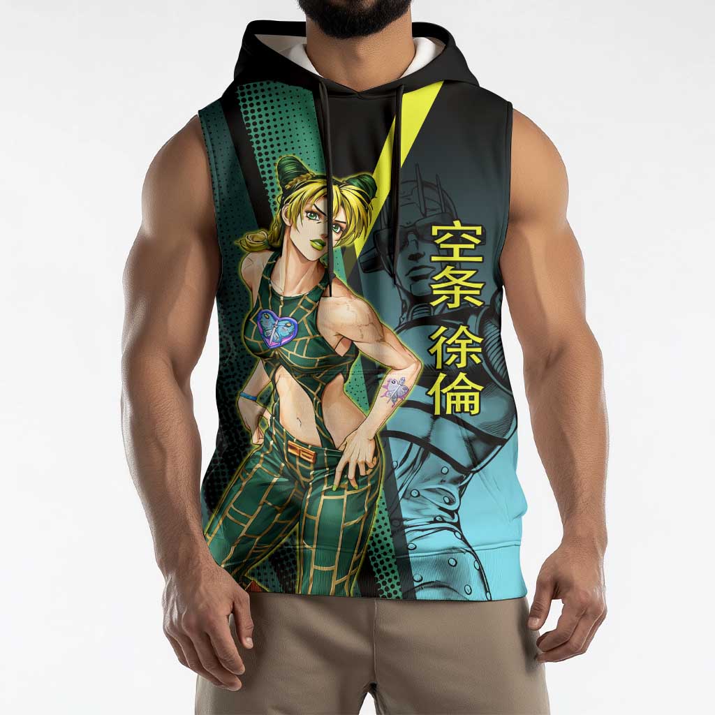 Jolyne Cujoh JoJo’s Bizarre Adventure Sleeveless Hoodie with Stone Free Stand - The Mazicc