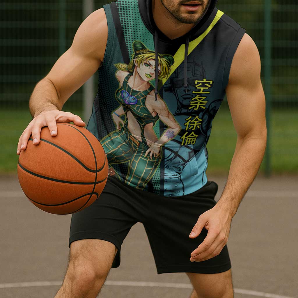 Jolyne Cujoh JoJo’s Bizarre Adventure Sleeveless Hoodie with Stone Free Stand - The Mazicc