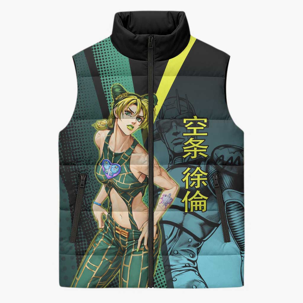 Jolyne Cujoh JoJo’s Bizarre Adventure Sleeveless Puffer Jacket with Stone Free Stand - The Mazicc