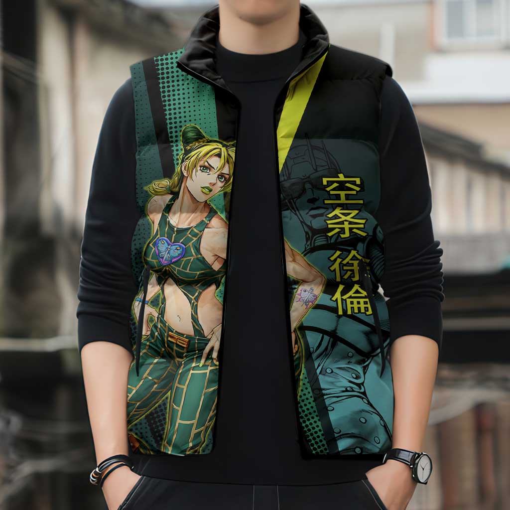 Jolyne Cujoh JoJo’s Bizarre Adventure Sleeveless Puffer Jacket with Stone Free Stand - The Mazicc