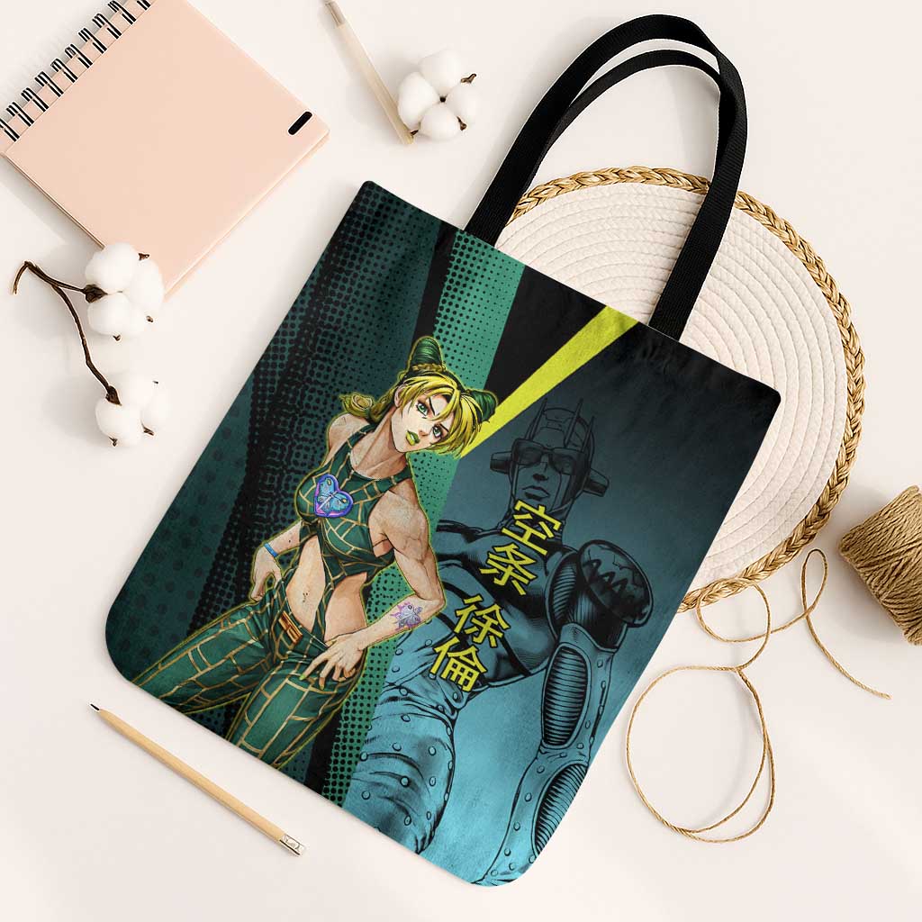 Jolyne Cujoh JoJo’s Bizarre Adventure Tote Bag with Stone Free Stand - The Mazicc