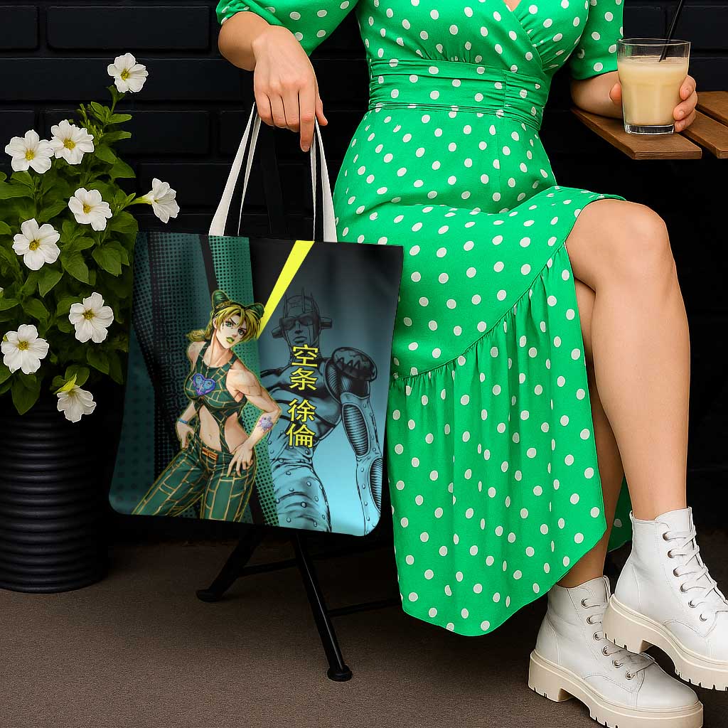 Jolyne Cujoh JoJo’s Bizarre Adventure Tote Bag with Stone Free Stand - The Mazicc