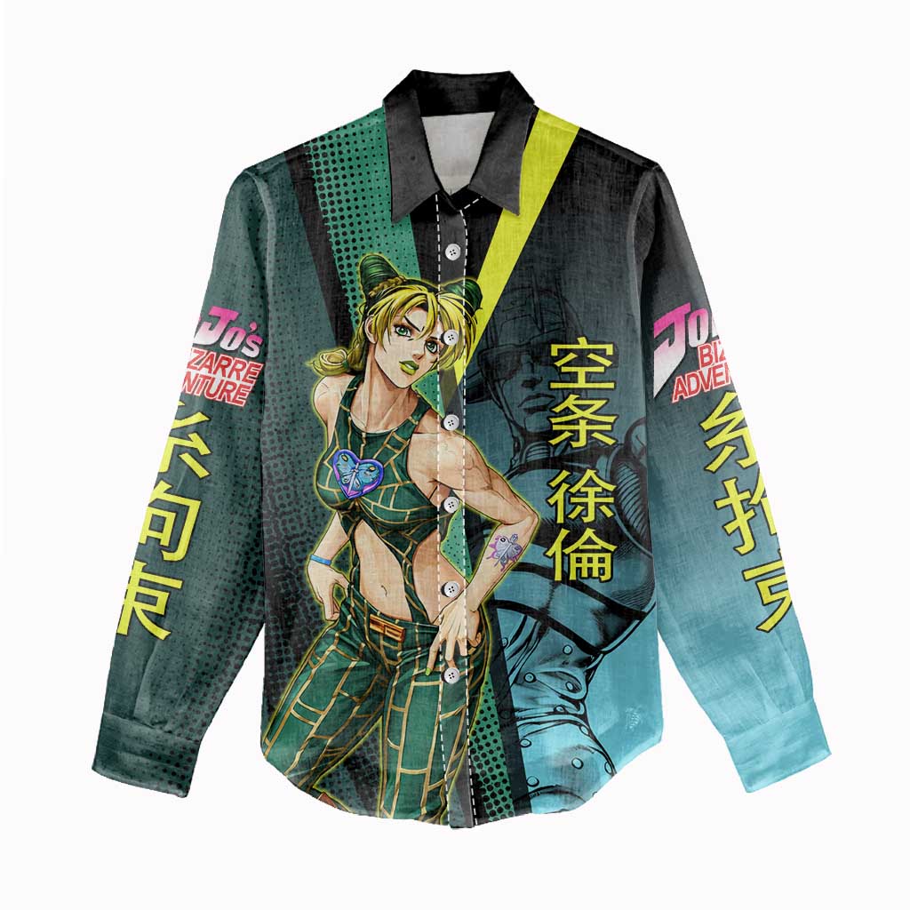 Jolyne Cujoh JoJo’s Bizarre Adventure Women Casual Shirt with Stone Free Stand - The Mazicc